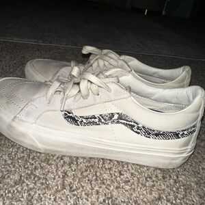 Vans White Sneakers with Black snake Pattern
